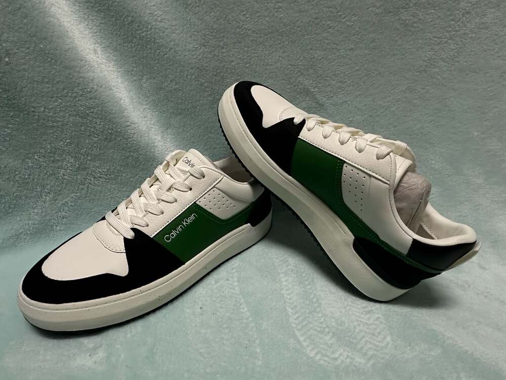 Calvin Klein Blayne Men's Sneakers White Black Green Size 9.5 Damage Box